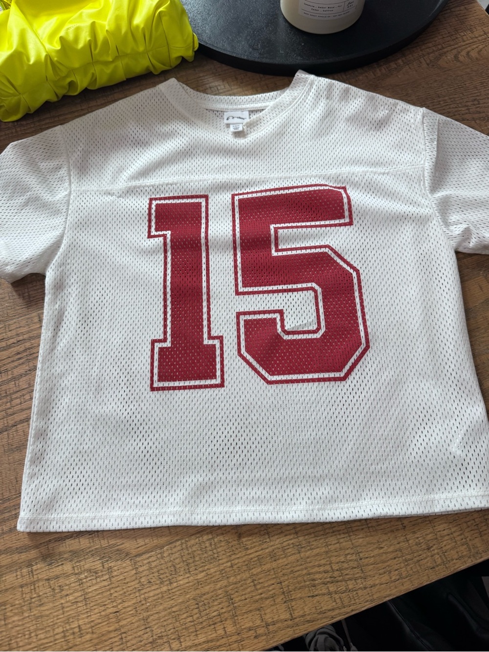 Art Class Girls White Mesh Football Jersey Top